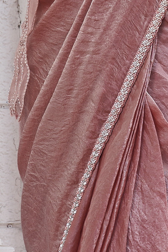 Pyaji Color Code Pyaji Satin Silk Pure Beads Handwork Ready to Wear Saree