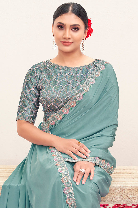Firoji Pure Crepe Silk Handwork Saree