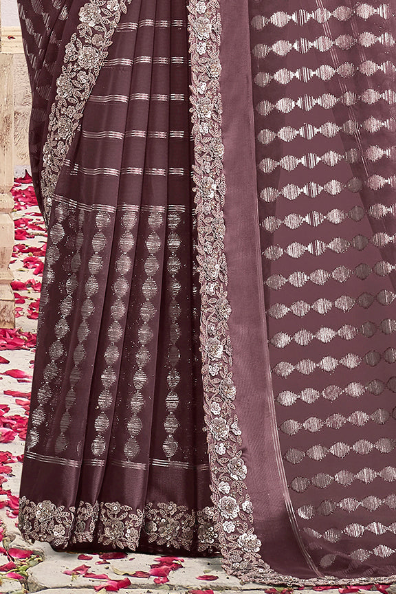 Lavender Georgette Kasab Designer Saree