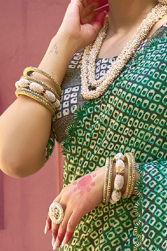 Green Gajji Silk Pure Handwork Saree