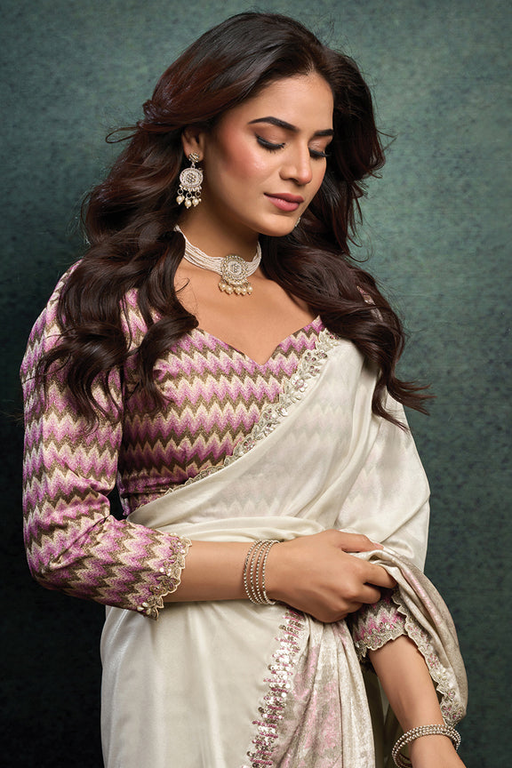 Tusser Upada Silk Stone Work Saree