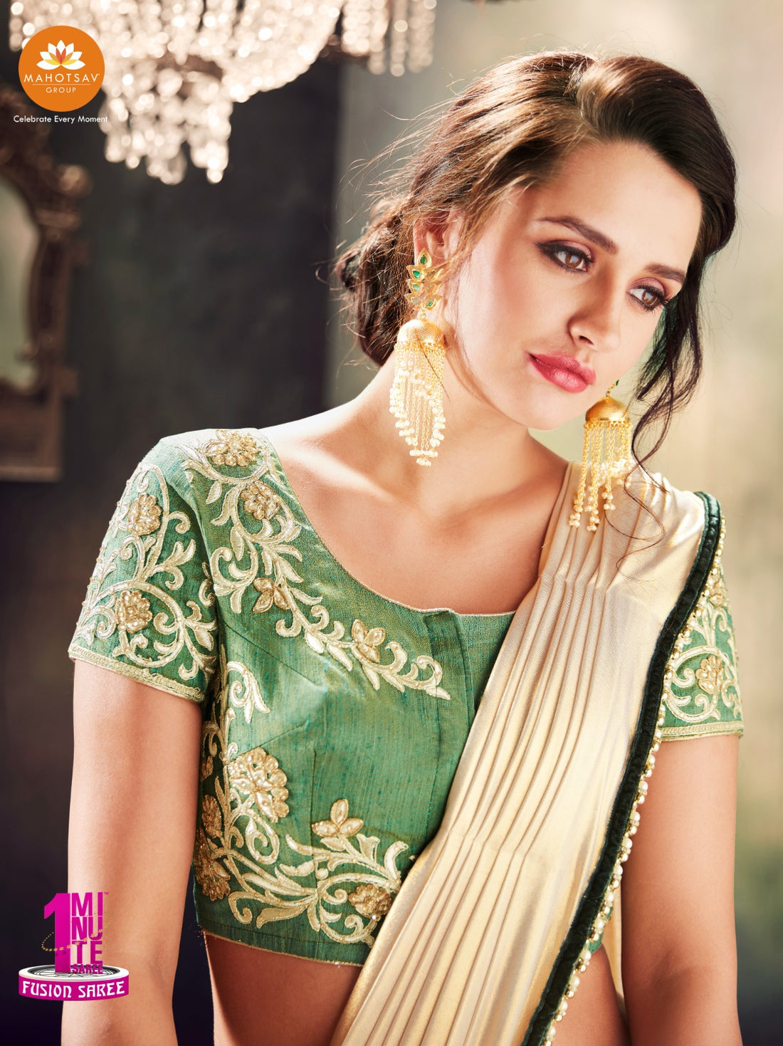 Green Embroidered Lehenga Saree