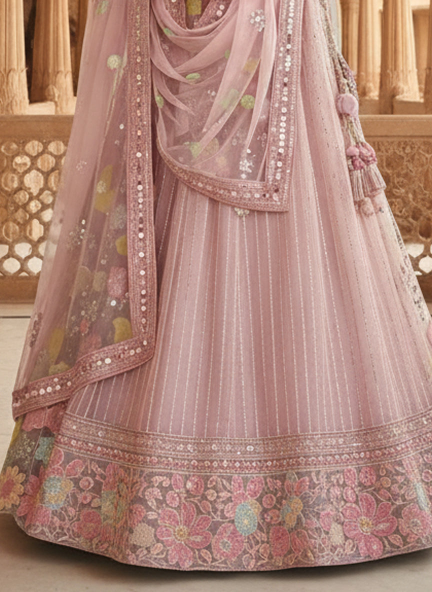 Pyaji Color Code Pyaji Crepe Silk Thread Lehenga Choli
