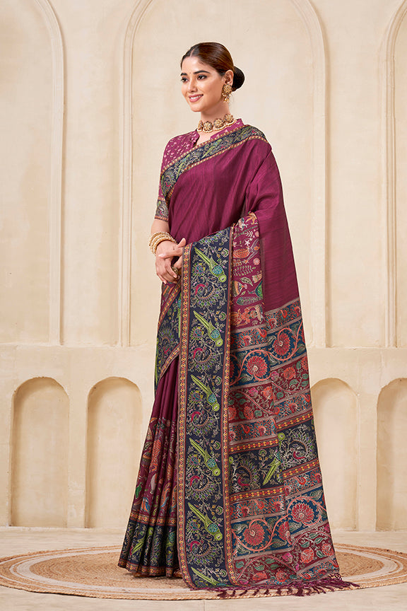 Rani Poly Kundan Traditional Digital print with Foil Print Saree